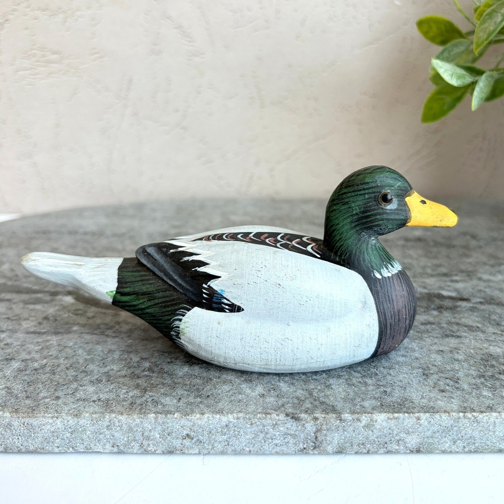 Vintage Hand Painted Ceramic Mallard Duck Figurine 6 Inch Waterfowl Decor
